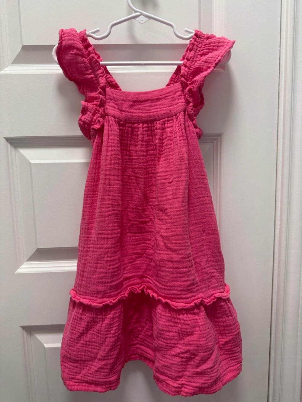 Tucker & Tate Girls Pink Ruffle Sleeve Cotton Dress (Size: 5)